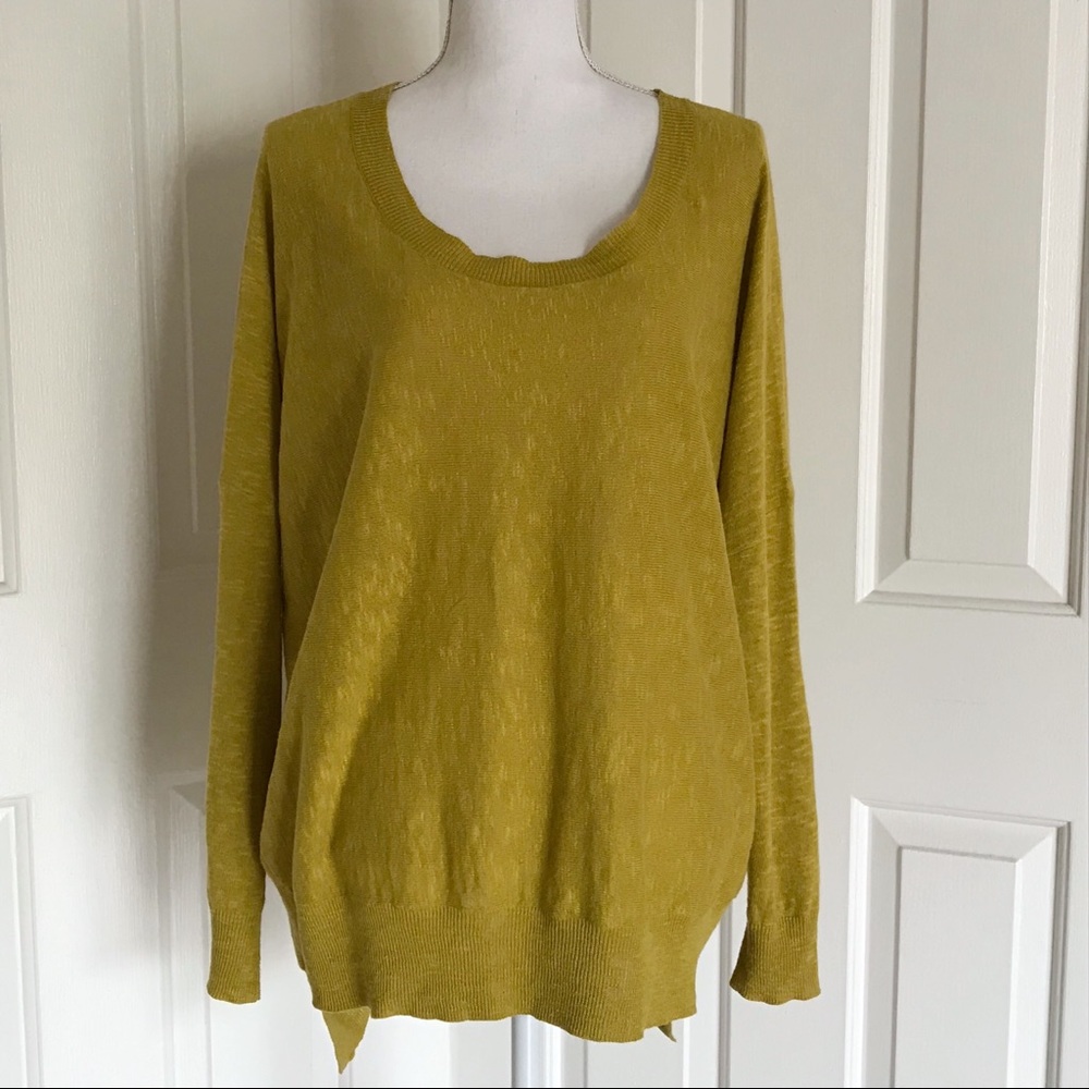 EILEEN FISHER mustard linen blend sweater large